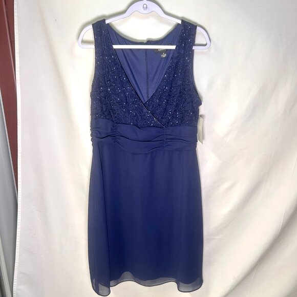 R&M Richards 2-piece blue sleeveless dress w/ lace Size 16 NWT - Picture 4 of 8